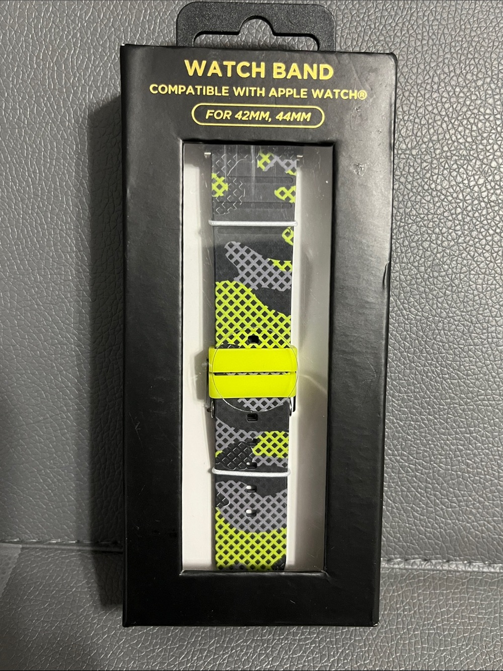 Neon Yellow/Gray/Black Silicone Watch Band fits Apple WatchSE & Like models